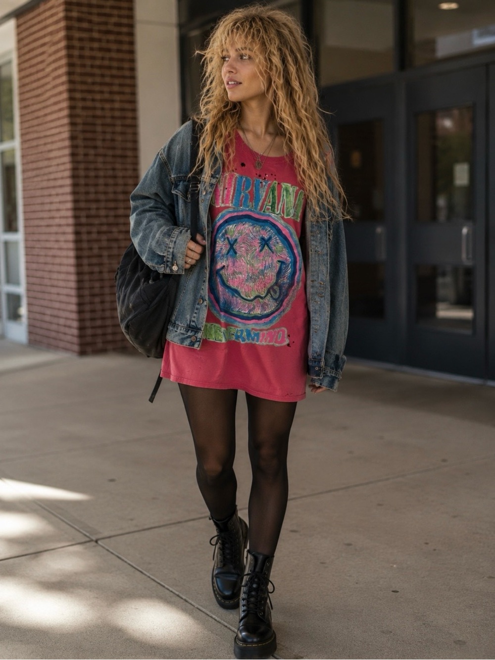 NWT UO Nirvana Distressed T-Shirt Dress